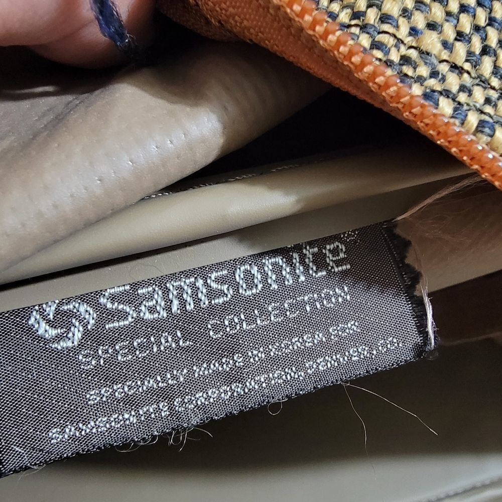 Samsonite Vintage Travel Bag Luggage Corduroy Leather Made in Korea Brown Tan - Picture 10 of 12